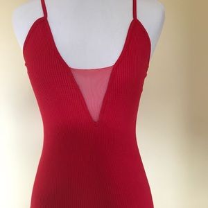 NWT Free People Red Sheer V-Neck Cami